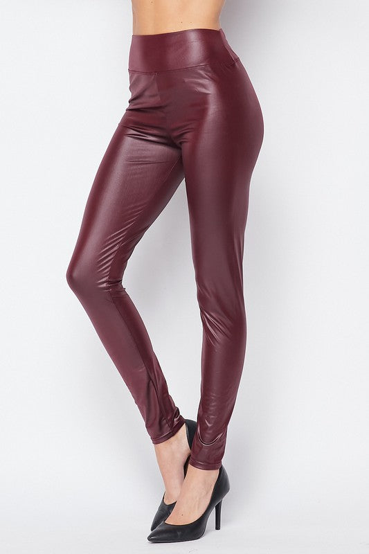 Stretch Faux Leather Highwaisted Leggings