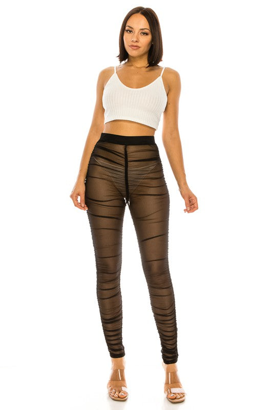  Sheer Mesh Leggings (Color : Black, Size : Large) : Clothing,  Shoes & Jewelry